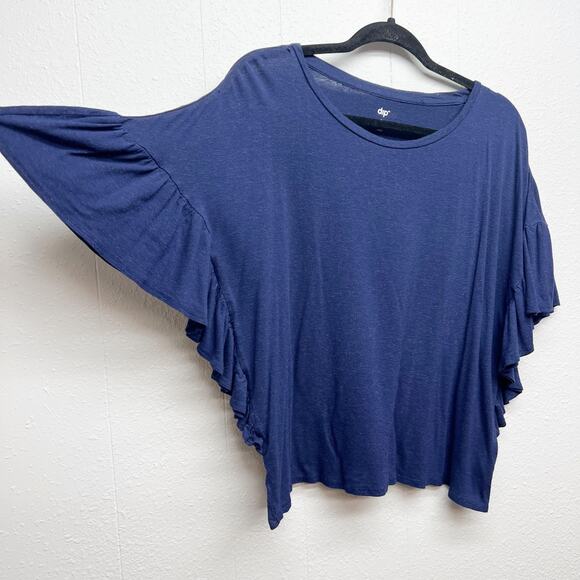 Dip Linen Blend Ruffle Trim Workwear Casual Relaxed Breathable Womens Top Small - Picture 4 of 11